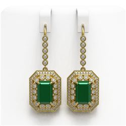 14.16 ctw Certified Emerald & Diamond Victorian Earrings 14K Yellow Gold - REF-345X5A