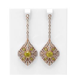 4.19 ctw Canary Citrine & Diamond Earrings 18K Rose Gold - REF-296F9M