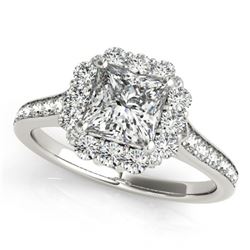 1.5 ctw Certified VS/SI Princess Diamond Halo Ring 18k White Gold - REF-331K3Y