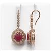 Image 2 : 17.22 ctw Certified Ruby & Diamond Victorian Earrings 14K Rose Gold - REF-354R5K