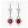 Image 1 : 10.62 ctw Ruby & Diamond Earrings 18K Yellow Gold - REF-490G9W