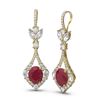 Image 2 : 10.62 ctw Ruby & Diamond Earrings 18K Yellow Gold - REF-490G9W