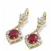 Image 3 : 10.62 ctw Ruby & Diamond Earrings 18K Yellow Gold - REF-490G9W