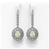 Image 1 : 7.81 ctw Certified Opal & Diamond Victorian Earrings 14K White Gold - REF-256Y8X