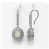 Image 2 : 7.81 ctw Certified Opal & Diamond Victorian Earrings 14K White Gold - REF-256Y8X