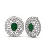 Image 2 : 12.9 ctw Emerald & Diamond Earrings 18K White Gold - REF-527W3H