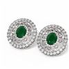 Image 3 : 12.9 ctw Emerald & Diamond Earrings 18K White Gold - REF-527W3H