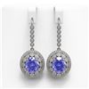 Image 1 : 13.82 ctw Tanzanite & Diamond Victorian Earrings 14K White Gold - REF-574H4R