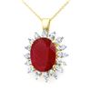 Image 1 : 8.25 ctw Ruby & Diamond Pendant 14k Yellow Gold - REF-143R6K