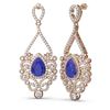 Image 2 : 11.26 ctw Sapphire & Diamond Earrings 18K Rose Gold - REF-525X5A