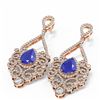 Image 3 : 11.26 ctw Sapphire & Diamond Earrings 18K Rose Gold - REF-525X5A