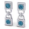 Image 2 : 4 ctw Certified SI/I Intense Blue Diamond Earrings 18K White Gold - REF-292F5M