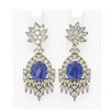 Image 1 : 16.02 ctw Tanzanite & Diamond Earrings 18K Yellow Gold - REF-872Y8X