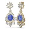 Image 2 : 16.02 ctw Tanzanite & Diamond Earrings 18K Yellow Gold - REF-872Y8X