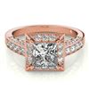 Image 1 : 2.1 ctw Certified VS/SI Princess Diamond Halo Ring 18k Rose Gold - REF-218W2H