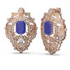 Image 2 : 15.07 ctw Sapphire & Diamond Earrings 18K Rose Gold - REF-521W8H