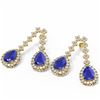 Image 3 : 15.49 ctw Sapphire & Diamond Earrings 18K Yellow Gold - REF-521N8F