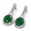 Image 3 : 15.53 ctw Emerald & Diamond Earrings 18K White Gold - REF-360N2F
