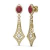 Image 2 : 10.32 ctw Ruby & Diamond Earrings 18K Yellow Gold - REF-525W5H