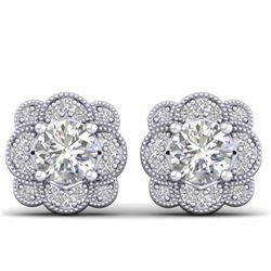 1.5 ctw Certified VS/SI Diamond Art Deco Stud Earrings 14k White Gold - REF-196W2H