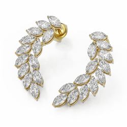 3.64 ctw Marquise Cut Diamond Designer Earrings 18K Yellow Gold - REF-428K8Y
