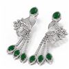 Image 3 : 19.89 ctw Emerald & Diamond Earrings 18K White Gold - REF-889W3H