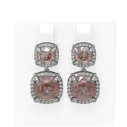 13.83 ctw Morganite & Diamond Earrings 18K White Gold - REF-418Y2X