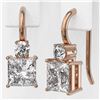 Image 3 : 1.25 ctw Princess Cut Diamond Designer Earrings 18K Rose Gold - REF-170A2N