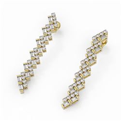 4.38 ctw Baguette Cut Diamond Designer Earrings 18K Yellow Gold - REF-430A8N