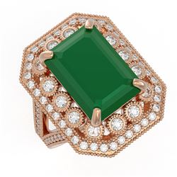 11.98 ctw Certified Emerald & Diamond Victorian Ring 14K Rose Gold - REF-267G6W