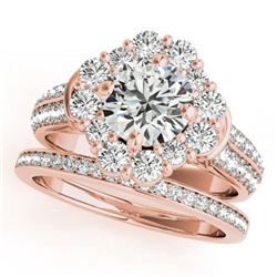 2.22 ctw Certified VS/SI Diamond 2pc Wedding Set Halo 14k Rose Gold - REF-197F8M