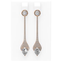 3.89 ctw Pear Diamond Earrings 18K Rose Gold - REF-542K8Y