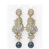Image 1 : 6.52 ctw Diamond & Pearl Earrings 18K Yellow Gold - REF-630F5M