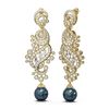 Image 2 : 6.52 ctw Diamond & Pearl Earrings 18K Yellow Gold - REF-630F5M