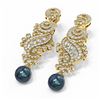 Image 3 : 6.52 ctw Diamond & Pearl Earrings 18K Yellow Gold - REF-630F5M