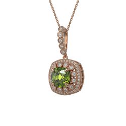 7.08 ctw Tourmaline & Diamond Victorian Necklace 14K Rose Gold - REF-209W3H