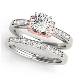 0.76 ctw Certified VS/SI Diamond Solitaire 2pc Set 14k 2Tone Gold - REF-100N9F