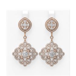 6.48 ctw Diamond Earrings 18K Rose Gold - REF-570K5Y