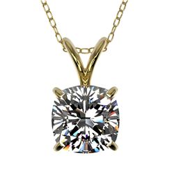 1 ctw Certified VS/SI Quality Cushion Cut Diamond Necklace 10k Yellow Gold - REF-239F3M