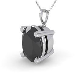 5.0 ctw Oval Black Diamond Designer Necklace 14k White Gold - REF-94Y8X