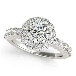 1.75 ctw Certified VS/SI Diamond Halo Ring 18k White Gold - REF-306F3M