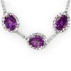 Image 2 : 36 ctw Amethyst & Diamond Necklace 14k White Gold - REF-265M3G