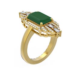 6.52 ctw Emerald & Diamond Ring 18K Yellow Gold - REF-178N2F