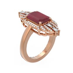 6.52 ctw Ruby & Diamond Ring 18K Rose Gold - REF-178R2K