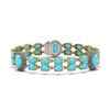 Image 1 : 24.67 ctw Turquoise & Diamond Bracelet 14K Yellow Gold - REF-354F5M