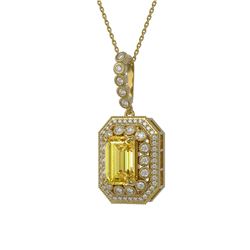 5.82 ctw Canary Citrine & Diamond Victorian Necklace 14K Yellow Gold - REF-172A8N