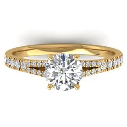 1.36 ctw Certified VS/SI Diamond Art Deco Ring 14k Yellow Gold - REF-309W2H