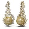 Image 2 : 3.26 ctw Diamond & Pearl Earrings 18K Yellow Gold - REF-278N2F