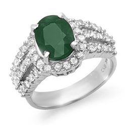 4.70 ctw Emerald & Diamond Ring 18k White Gold - REF-134M9G