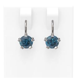 2.32 ctw Intense Blue Diamond Earrings 18K White Gold - REF-303G5W